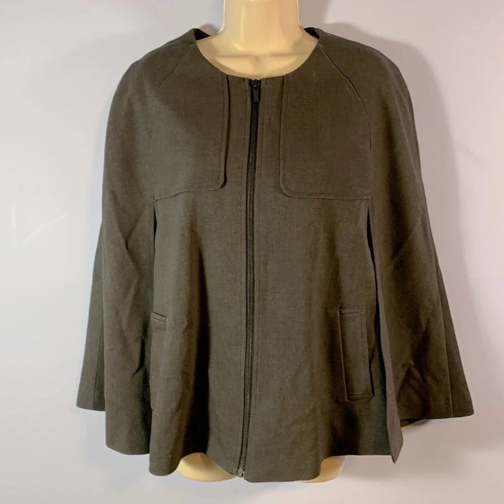 Halogen size small dark gray menswear military style sleeveless cape zip up - Picture 2 of 11